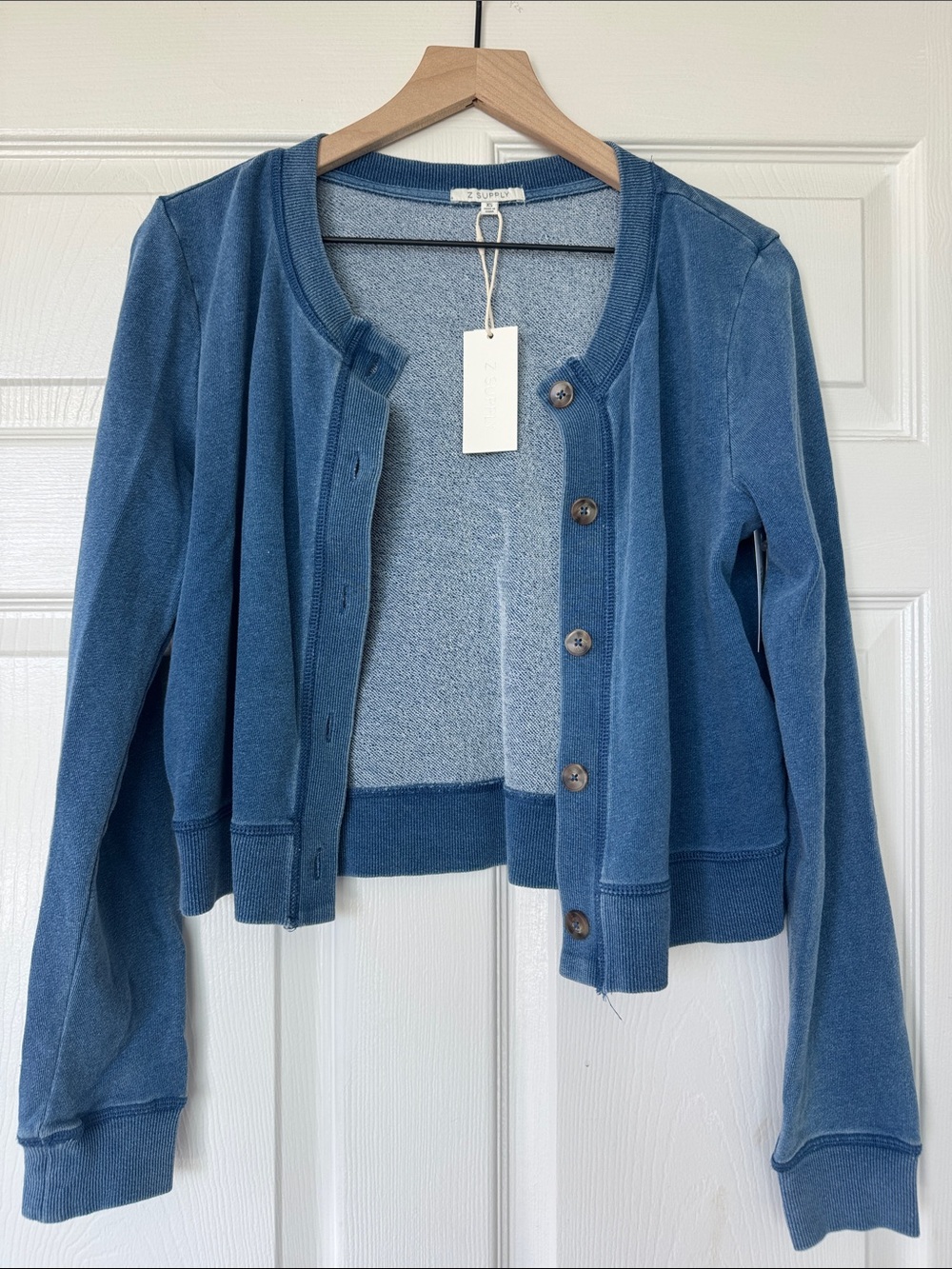 Z Supply Indigo Button-Up Crewneck Cardigan